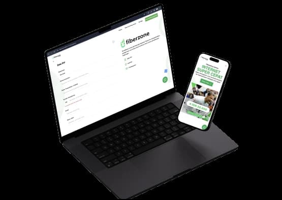 Dasbor Fiberzone di laptop dan ponsel